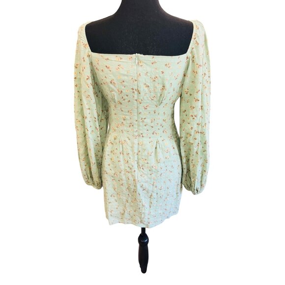 Sabo Tyla Cottage Core Floral Puff Sleeve Mini Dress Square Neck S Boho Peasent - Picture 4 of 13